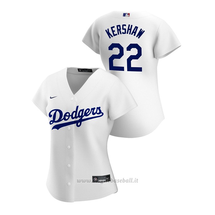 Maglia Baseball Donna Los Angeles Dodgers Clayton Kershaw 2020 Replica Primera Bianco